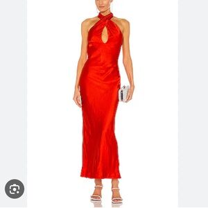 Revolve Red Claudia Bias Cut Out Dress